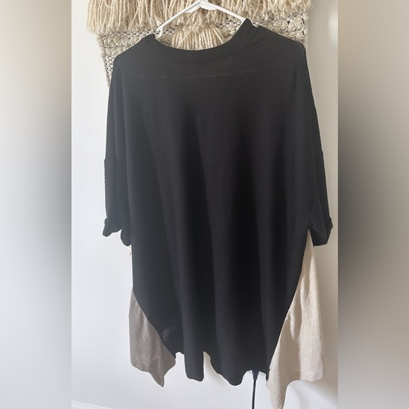 Alembika V-Neck Long Tunic Blouse Top Colorblock Black Size Medium Lagenlook - Picture 3 of 4